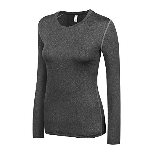 WANAYOU Women's Compression Shirt Dry Fit Long Sleeve Running Athletic T-Shirt Workout Tops (Large/Fit Bust:37.5