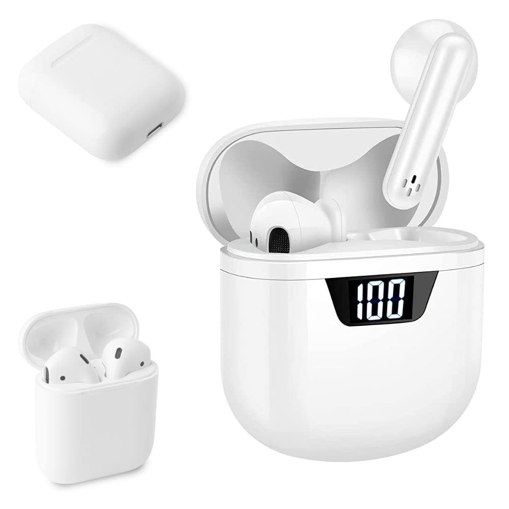Wireless Earbuds, Bluetooth Headphones, Fast Charging with Charging Case, Noise Cancelling, Touch Control, LED Display