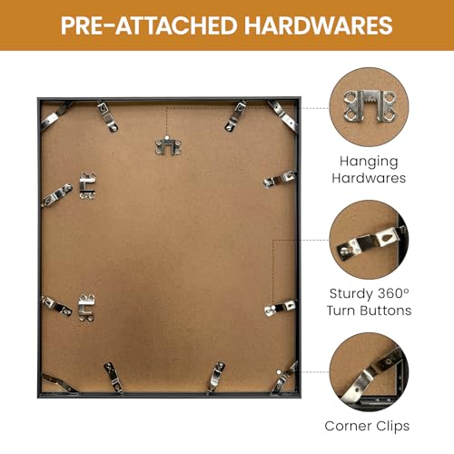 Image of 14x16 Aluminum Metal Picture Frame,Tempered Glass Black Photo Frame 14x16 for Family Photo,Posters,Art,Document to Wall Mount Horizontally or Vertically
