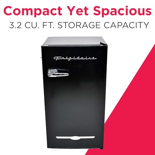 FRIGIDAIRE EFR376-BLACK 3.1 Cu Ft Black Retro Bar Fridge with Side Bottle Opener on Fridge.com