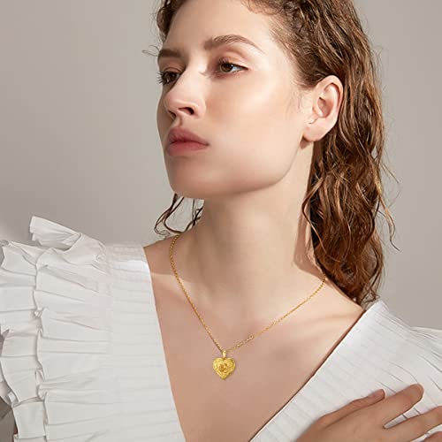 Soulmeet 18K Gold Plated Silver Rose Heart Shaped Locket Necklace That Holds 2 Picture,Your Are My Sunshine thumb #3