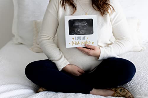 Tiny Ideas Love At First Sight Sonogram Picture Frame, Pregnancy Keepsake Photo Frame, Ultrasound Keepsake, Gender-Neutral Baby Nursery Décor, 4" X 6" Photo Insert, Gold Silver And White #TOP1