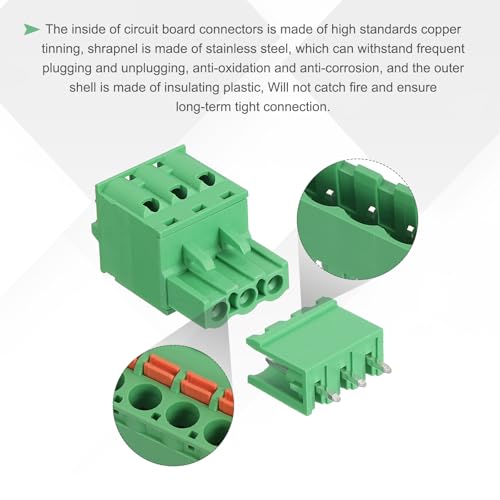 Conectores de bloque de terminales de tornillo de 3 pines 5.08mm MECCANIXITY para PCB 20 unidades 3