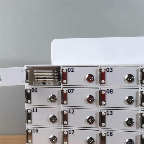 Acrylic Cell Phone Lockers - Wall-Mounted Password Lock Box for Office & School Storage, Freestanding Design with 2 Keys, Secure Mobile Device Organizer