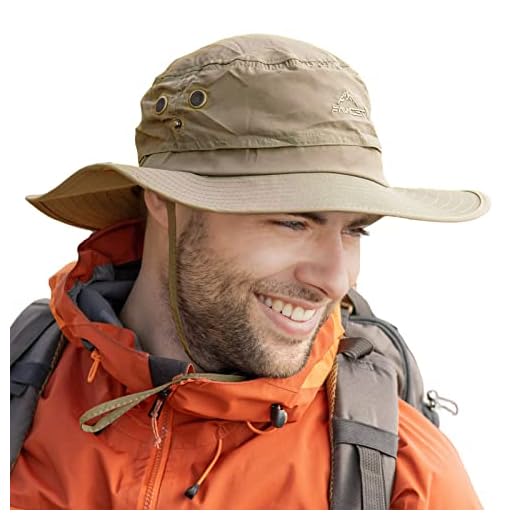 TOP-EX XL/XXL Men's Sun Hat for Big Head, Wide Brim UV Protection Safari Bonnie Hats for Summer Outdoor Hiking Fishing Walking, Waterproof & Windproof Khaki 63-66cm