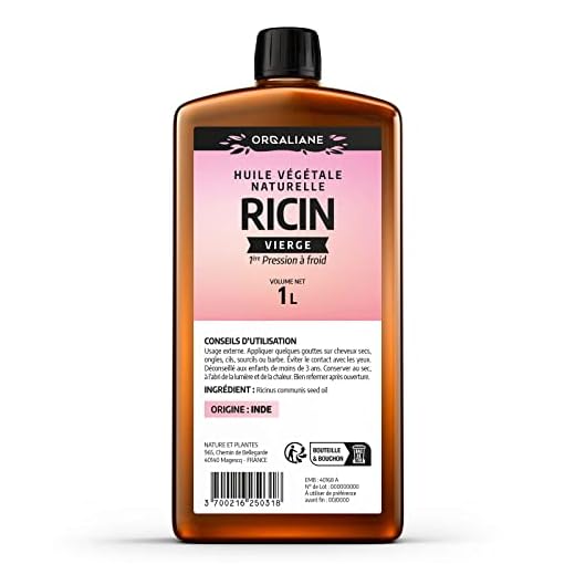 Huile de Ricin 1L, Pure et Naturelle - Barbe, Cheveux, Cils, Ongles, Peau. …