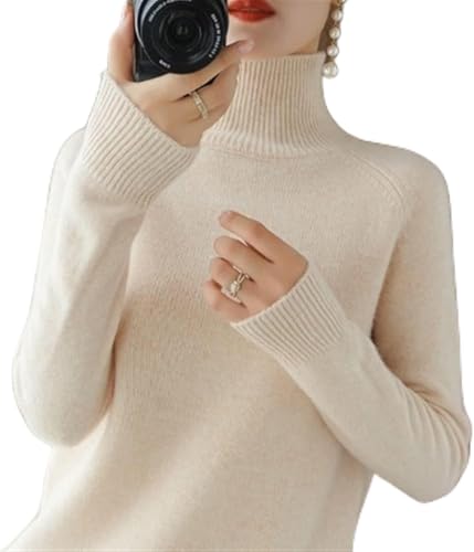 DSXH Womens Turtleneck Sweaters Winter Jumpers Knit Long Sleeve Thick Loose Pullover Casual Tops *# (Color : Beige, Size : S)