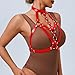 Punk Burgundy Red Leather Chest Harness for Women, Adjustable Strap Body Harness Belt Goth Lingerie Decorative Strap, Club Party Caged Bra Harness,Body Chains Rave Accessories and Gift