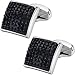 Men's Stainless Steel Black Crystal Silver Cufflinks and Studs Formal Set with Travel Presentation Gift Box - 5/8