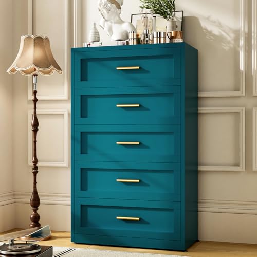 5-Drawer Tall Dresser for Bedroom, Metal Chest of Drawers for Closet...