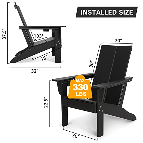 Intoboo Modern Curveback Adirondack Chair, Elegant Double Plate Design Lounge Chairs, Recycable Hdpe Chairs For Outdoor Patio Pool #TOP2