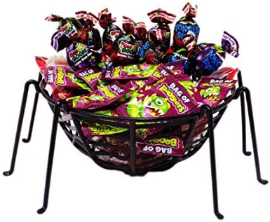 Halloween Spiderweb Basket full of Spooky Lollipops, Bloody Bites with Fangs and Gummy Boogers Candy Trick or Treat Bundle