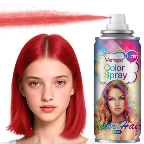 Red Hair Spray Color Temporary Hair Color Spray for Kids Women Men,Temporary Red Hair Dye, Washable One-Time Use Hair Color Wax With Non Sticky Non Damaging for Halloween, Party, Cosplay (120ML)