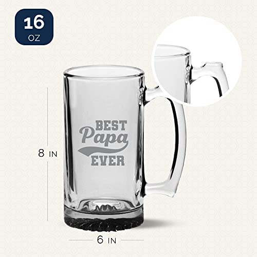 Best Papa Ever Beer Glass Mug - 16Oz Beer Mug, Dad Birthday Gifts, Funny Dad Gifts Ideas, Fathers Day Beer Mug, Papa Glass, Papa Beer Mug, Beer Mugs For Dad, Papa Beer Glass- Father's Day Gift For Dad #TOP2
