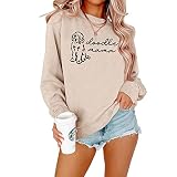 BOUTIKOME Dog Mama Sweatshirt Women Cute Doodle Mama Graphic Shirt Long Sleeve Crewneck Pullover for