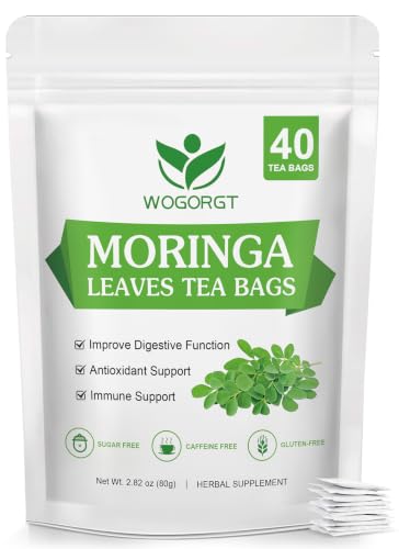 Moringa Tea Bags, Pure Moringa Leaves Tea, Rich in Antioxidants, 40 TeaBags