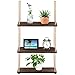 Supla 40.4" Tall Wood Hanging Shelf Window Shelf Wall Shelf Plant Shelf Rope Shelf Storage Shelf Wooden 3 Tier Hanging Shelves Organizer Swing Shelf Floating Shelves for Kitchen Bathroom