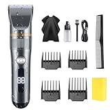 ARZER バリカン メンズ【2025 独創設計＆プロ仕様】電動バリカン 散髪用 自動研磨 全身防水 USB充電式 高性能モーター 低騒音 5段階刈り高さ調節 4種類ガイドコーム 子供・家庭・業務用 散髪ケープ ハサミ付き (シルバー)