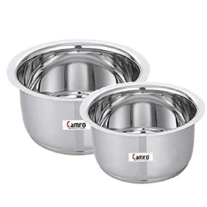 CAMRO TOPE ENCAPSULATED Bottom Induction Base Set of 2 (2.7 L & 5 L), Silver