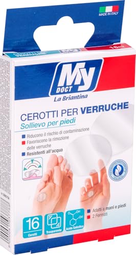 My Doct Cerotti per Verruche Impermeabili e Trasparenti, Doppia Misura ø 1.9 cm e ø 1.2 cm, 16 Pezzi