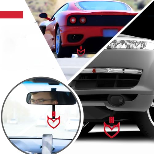 Image of 4 Pieces Heart Handle Keychains Car Accessory Heart Hand Strap Drift Charm for Car Interior Exterior Decoration(Red,Devil)