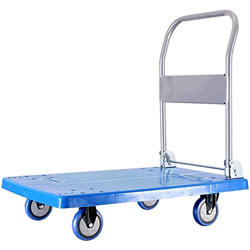 Carretilla Plegable con 4 Ruedas Plataforma 90X60CM Azul miniatura 1