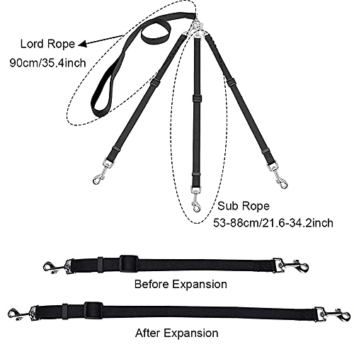 Hundeleine Leine, 3-in-1 Hundeleine, Hundeleine Nylon, Hund Kette Leine, Anti-Zieh Haustier Hund Führen Leine Kette für Gehen Trainieren Joggen, für Mittlere, Kleine Hunde, Mehrere Haustiere