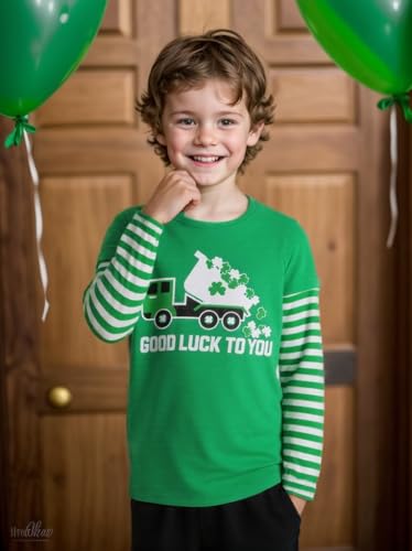 Boys St Patricks Day Shirt Toddler Kids Long Sleeve T-Shirt Clover Shamrock Irish Green Tee Tops Holiday Clothes2