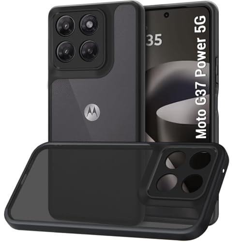 Image of TheGiftKart Hybrid Shockproof Back Cover Case for Motorola Moto G37 Power 5G | Camera Protection Module | Hard Back Cover Case for Moto G37 Power (PC & TPU, Translucent Smoke Matte Back, Black Sides)