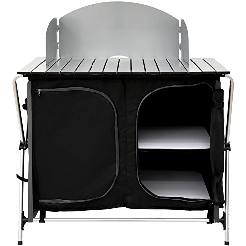 AMANKA Camping-Küche inkl Windschutz 90x48x115cm 3 Fächer Campingschrank faltbar Kocherschrank Zeltschrank Campingmöbel - Image 3