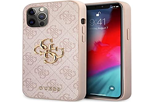 Guess GUHCP12M4GMGPI Coque de Protection pour iPhone 12/12 Pro 6,1" avec Logo 4G Big Metal Rose