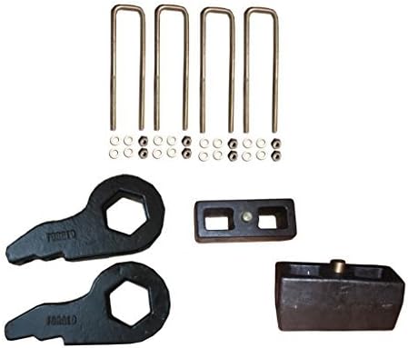 QSA Silverado Sierra 1" - 3" Keys + 3" Blocks + U-Bolts - Compatible 2000-2010 CHEVY GMC 1500HD 2500HD 3500HD Fits RPO Codes FK2-FK3, FF6-FF7, FF8-FF9 Codes in Glove box!