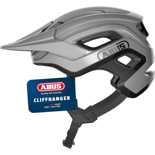ABUS MTB-Helm Cliffhanger - Fahrradhelm für anspruchsvolle Trails - mit großen Lüftungsöffnungen und TriVider Riemensystem - für Damen und Herren - Silber, Größe L