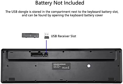 Harburfine Wireless Keyboard, 2.4G USB External Silent Cordless Keyboard for Windows Chrome Laptop Computer PC Desktop Notebook Chromebook, Quiet 106 Keys Full Size with Number Pad (Black) - 5