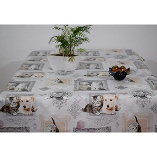 ART2LATABLE Mimi Gris Chat Toile CIREE 140 - Nappe Rectangle 140x100 CM Cover