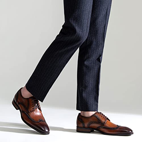 Image of Jousen Men's Dress Shoes Leather Classic Formal Mens Oxfords Retro Derby Oxford