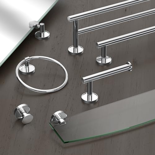 Image of Gatco 5552 Sky Towel Ring | Modern Hand Towel Holder for Bathroom | Stylish Decorative Hardware, Heavy Duty Metal, EZ Ancor Mounting | Chrome