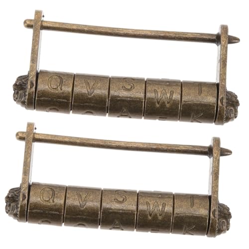 Image of Hemoton Vintage Word Combination Lock Set Zinc Alloy 3.15 Inch Antique Style Passcode Padlocks for Jewelry Box Cabinet Drawer Decoration 2 Pieces