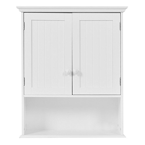 Gentle Shower Bathroom Wall Cabinet Wood Medicine Cabinet Multipurpose Home Kitchen Medicine Storage Organizer With 2-Doors And 1 Storage Shelf, White #TOP4