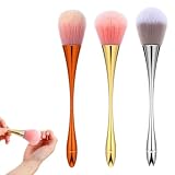 Matwsec 3 Pcs Nail Dust Brushes, Acrylic Nail Cleaning Brush, Soft Manicure Brushes, Nail Duster Brush, Large Makeup Brushes for Women Girls Gifts (Rose Gold, Gold, Silver)
