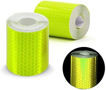Yellow Fluorescent Reflective Tape, 3m*50mm Reflector Tape Strips, High Intensity Prismatic Outdoor Waterproof Safety Warning Tape Vinyl Roll Self-Adhesive Security Marking Tape on Night