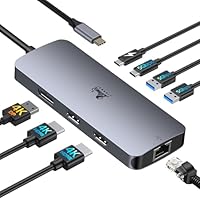 USB C Docking Station Dual Monitor 8 in 1 Laptop Docking Station 2 Monitore USB C Hub mit 4K Dual HDMI, DisplayPort, 1Gbps Ethernet, 100W PD, 3 USB A/C 3.0 Adapter Kompatibel mit Dell, HP