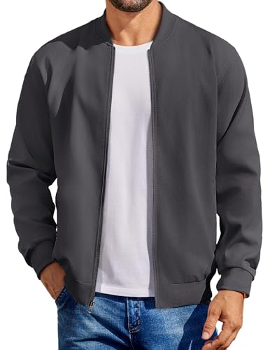 Image of COOFANDY Mens Light Cotton Bomber Jacket Flight Casual Softshell Varisty