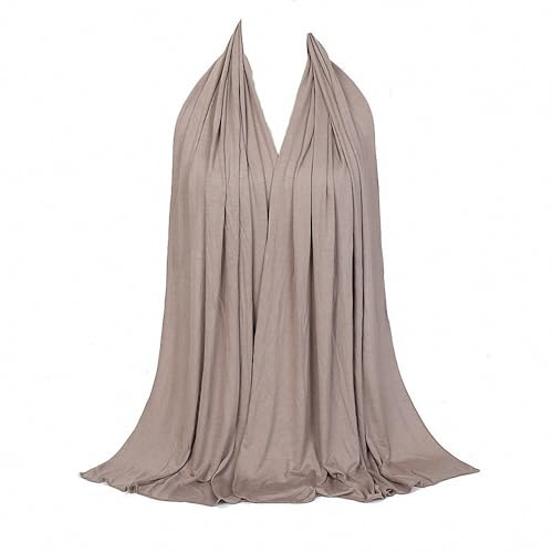 Ulalaza Women Solid Color Muslim Headscarf Turban Lightweight Jersey Hijab Scarf Wrap Arabia Islam Headpiece