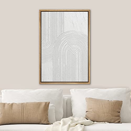 SIGNWIN-Framed-Canvas-Print-Wall-Art-White-Retro-Geometric-Line-Spiral-Duo-Abstract-Shapes-Illustrations-Modern-Art-Decorative-Contemporary-Colorful-for-Living-Room-Bedroom-Office-24×36-Natural