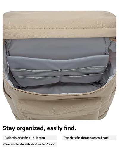 Hotstyle Admeta Casual Daypack College Backpack Aesthetic Bookbag, Pastel Khaki #TOP5