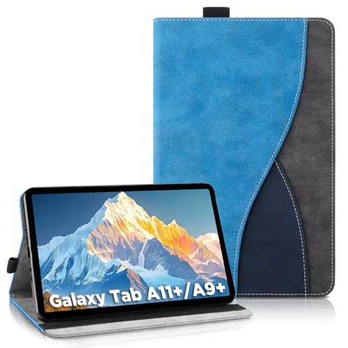 AsWant Hülle für Samsung Galaxy Tab A11 Plus 11 Zoll 2025/Galaxy Tab A9 Plus 11 Zoll 2023 Tablet - Superdünne Business Tricolor Viele Taschen Tablette mit Standfunktion & Auto Sleep/Wake (Blau)