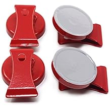 CMS Magnetics - 4-Pack Clips Red Super Strong Colorful Ceramic Magnets for Dry Erase Whiteboards, Bulletins, Refrigerator, Office, Kitchen, School, Classroom