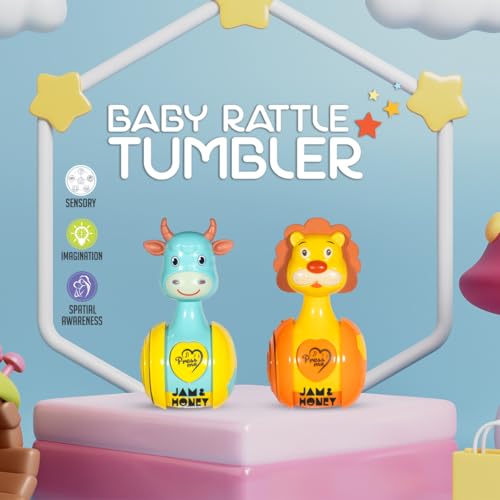 Image of Amazon Brand - Jam & Honey Baby Rattle Tumbler Set of 2 I Best Learning Toy Pushing Or Holding Toys | Baby Development Toys