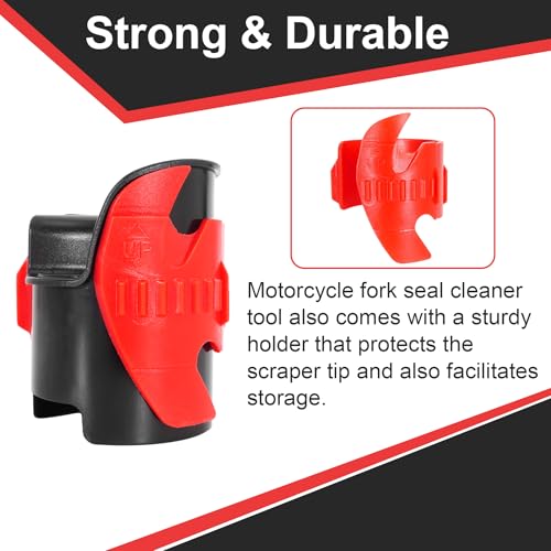 Image of RUTU Motorcycle Fork Seal Cleaner Tool Kit 45mm-55mm Universal Shock Absorber Cleaning Tool for Dirt Bike Motorcycle Maintenance Durable ABS Design 2-Pack Red